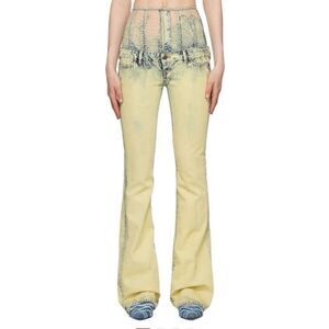 Diesel D-Ebbey Corset Lace Motif Sun Bleached Bootcut Jeans NWT Size 26 Tall